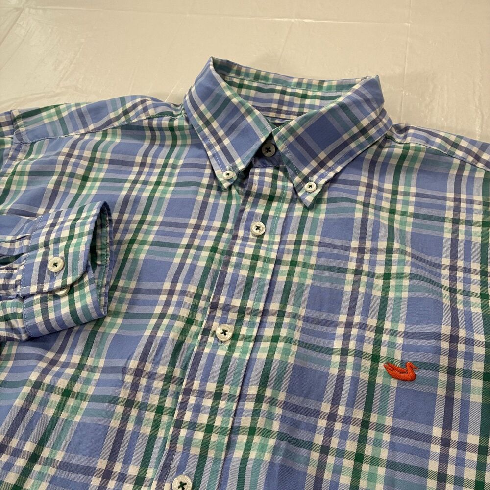 Southern Marsh Shirt Mens L Blue Plaid Button Down Long Sleeve Preppy